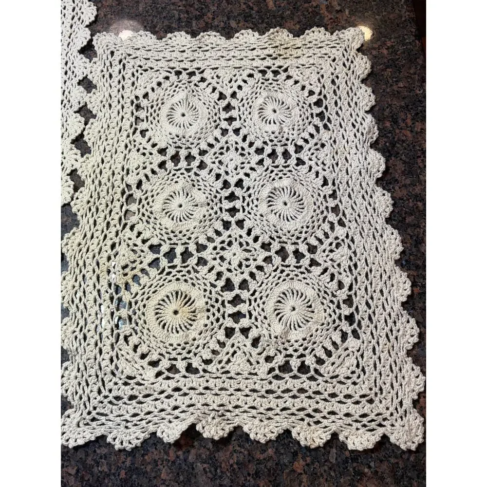 Vintage Crochet Lace Cream Doily 10.5